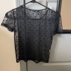 Forever 21 Sheer Polka Dot Black Crop Top